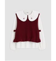 LCW Kids Bordo Nakışlı Kız Çocuk Gömlek Ve Süveter