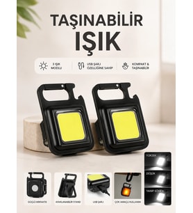 Mey İthalat® TAŞINABİLİR IŞIK 3 IŞIK MODLU USB ŞARJ ÖZEELİĞİNE SAHİP