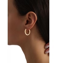 14 Ayar Oval Altın Küpe