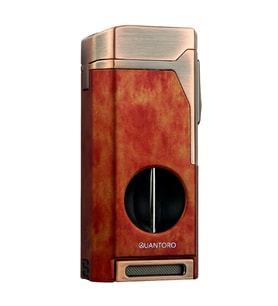 Quantoro Dört Torch Pürmüz V-Kesici/Delicili Kahverengi Metal Puro Çakmağı - TRZ1182