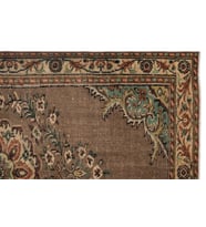 Bej Vintage Stil Madalyon Desenli Salon Halısı El Dokuma Yün Yumuşak Doku Klasik Seri