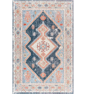 Eliana Home Baskılı, Yıkanabilir Kaymaz Taban Salon Halısı LNA1688 100x150 cm (Mavi)