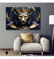 Tekli Yatay Kanvas Duvar Tablosu Asker Aslan 3D Gold Detaylı