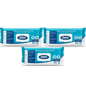 Önlem Hijyenik Vücut Temizleme Islak Mendil Havlu 150 Yaprak (Ebat XXL) (3PK*50)