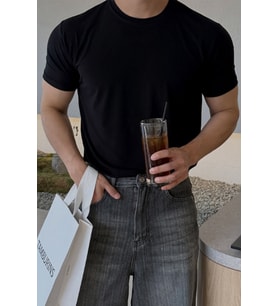Erkek Slim Fit Dar Kesim %100 Pamuklu Basic Örme T-shirt