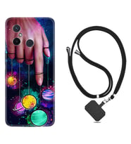 Xiaomi Redmi 12C Kılıf Silikon Boyun Askılı İpli Desenli Silikon Finger planet 1740