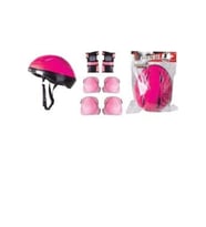 Çocuk Kask Dizlik Dirseklik Koruyucu Set 7 Parça (Fuşya)