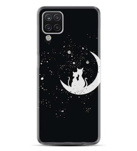 Kılıfland Samsung Galaxy A12 Kılıf Silikon Resimli Kapak Cat Of The Moon Stok 338