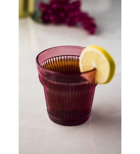 Akrilik Mürdüm 6'lı Kısa Bardak & Su Meşrubat Kahve Yanı Bardağı 300 ml ( Cam Değildir )