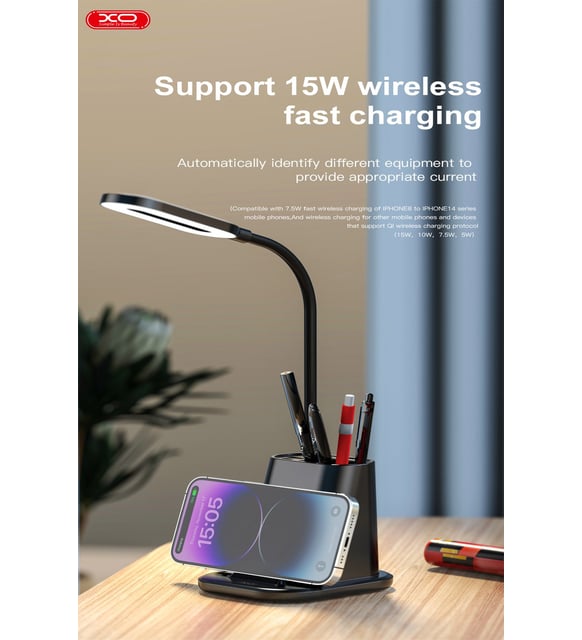 XO-WX032 15W 3in1 Organizerli Masa Lambalı Kablosuz Temassız Hızlı Şarj Cihazı