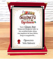 Okul Öncesi Öğretmenine Plaket (STD)