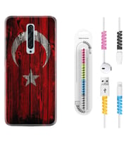 Oppo Reno 2Z 4 Lite 4 Pro 5 6 7 A31 Kılıf Kablo Koruma Spiral Silikon Şanlı Türk Bayrağı 2 1317