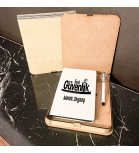 Özel Güvenlik Ahşap Kutulu Defter Kalem Set 001