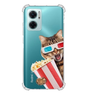 PrintiFy Xiaomi Redmi Note 11E Uyumlu Kedi 1 Baskılı Şeffaf Köşe Korumalı Antişok Kılıf