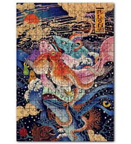 Cakapuzzle Ahtapot ve Deniz Canlıları İllüstrasyon Puzzle Yapboz MDF (Ahşap) (120 Parça)