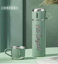 Kişiye Özel İsimli Premium Tasarım 500 ML Bardaklı Paslanmaz Çelik Turkuaz Termos