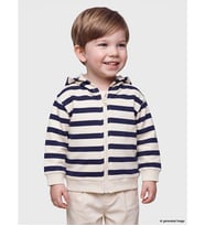 LCW baby Lacivert Erkek Bebek Kapüşonlu Fermuarlı Sweatshirt