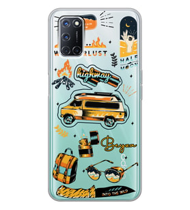 Oppo Vintage Sticker Tasarımlı Şeffaf Telefon Kılıfı