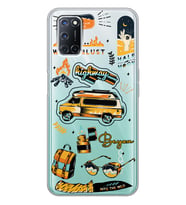 Oppo Vintage Sticker Tasarımlı Şeffaf Telefon Kılıfı