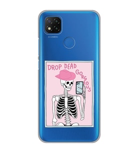 Xiaomi Redmi 9C / 10A Uyumlu İskelet Selfie Tasarımlı Şeffaf Telefon Kılıfı