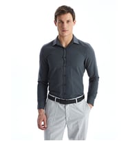 LCW BUSINESS Antrasit Slim Fit Uzun Kollu Poplin Erkek Gömlek