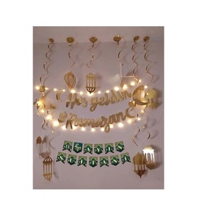 10'lu Tavan Süs ve Hoşgeldin Ramazan Bannner  ve Led ışık Ramazan Süsü Ev Süsleme-