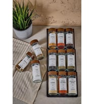 Perotti Raul Woody 12'li Minimal Akasya Kapak Baharatlık Seti 120ml-30 Ad. Siyah-Beyaz Etiket Hediyeli