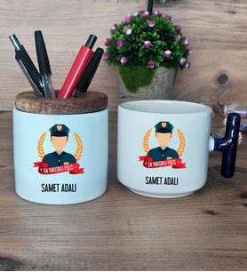 Erkek Polis Hediye Sepeti Kupa Bardak T Kulplu, Kalemlik Hediyeleri Polisler Günü Erkek Polise Hediye (Model 2)