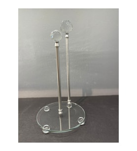 Dekoratif Kristal Cam-Metal İkili Havluluk Gümüş