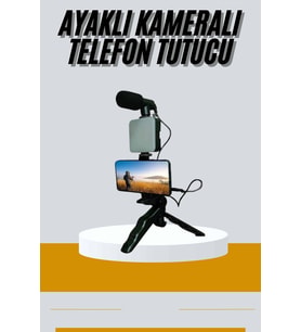 Northcity Tripod Telefon Tutucu Kumandalı Mikrofon LED Işık - Vlog ve Video Kayıt Seti