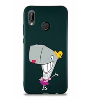 Huawei P20 Lite Soft Premier Kapak Pearl Yengeç Tasarımlı Silikon Kılıf - Yeşil (Şeffaf)