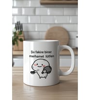 Sevimli Hayalet Figürlü 330ml Baskılı Beyaz Seramik Kupa Bardak