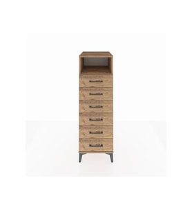 Kronos Dolap Tek Raflı 6 Çekmeceli 44x59x134 Çam-Çam