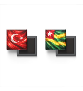 Buzdolap Magnetleri - Togo Bayrağı ve Türk Bayrağı - 2'li Set Magneti