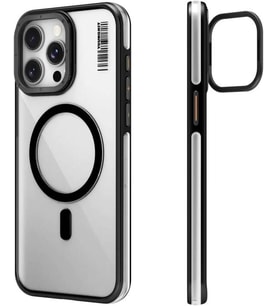 iPhone 15 Pro Uyumlu Kılıf Magsafe ile Uyumlu Crystal Grid Siyah