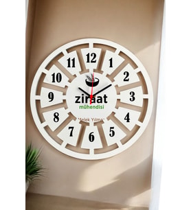 Ziraat Mühendisine Hediye Duvar Saati 40cm (Beyaz)