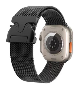 Apple Watch Ultra 49mm Uyumlu Zore KRD-25 Metal Hasır Kordon (Siyah)