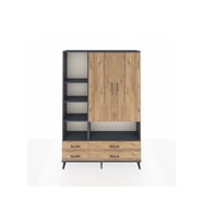 Arges Gardrop 8 Raflı 4 Çekmeceli 2 Kapaklı 132x30x195 Antrasit-Çam