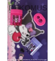 YENİ SEZON LİSANSLI KUROMİ " 2 ADET " ÇİFT BIÇAKLI OVAL KALEMTRAŞ (Pembe)