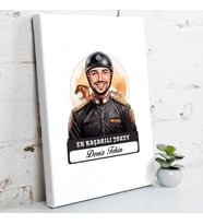 Kişiye Özel Hediye Karikatürlü En Başarılı Erkek Jokey Kanvas Tablo