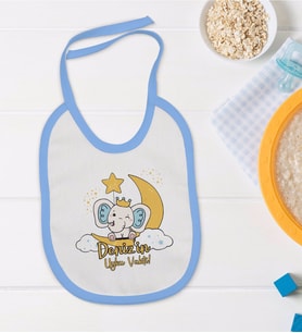BK Kids Kişiye Özel Mavi Bebek Mama Önlüğü - Model 131