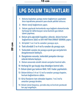 Metal LPG Dolum Talimatları 15 Cm x 20 Cm Uyarı Levhası Yönlendirme Tabelası