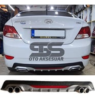 Hyundai Accent Blue Difüzör Arka Tampon Eki 4 Egzoz Çıkışlı Gri Reflektörlü