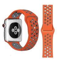 Apple Watch 10/11 42mm-38/40/41mm Kordon Delikli Spor Kordon 2/3/4/5/6/se/7/8/9 (Gri - Turuncu)