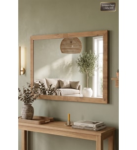 90x68 cm Antik Ahşap Yatay Dekoratif Ayna Dresuar Boy Koridor Konsol Aynası Banyo Oda Lavabo Wc Mutfak Makyaj Aynası Yt-001