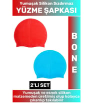 Özel Üretim Su Geçirmez Elastik Yumuşak Yüzücü Havuz Deniz Yüzme Şapkası Silikon Bone 2'Li SET