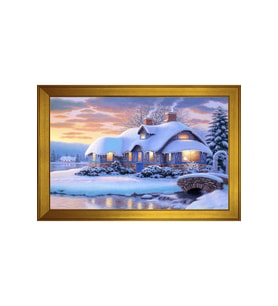Manzara Temalı Kanvas Tablo 50 x 70 cm Gold Çerçeve