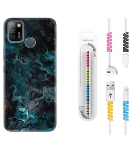 INFINIX Smart 4 5 6 Zero 8 S5 Pro Kılıf Kablo Koruma Spiral Silikon Colorful Abstract 1384