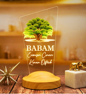 Babaya Hediye, Babalar Günü Hediyesi, Babama Hediye, Baba, Çınar Ağacı Figürlü Renkli Led Lamba Totem Şeklinde
