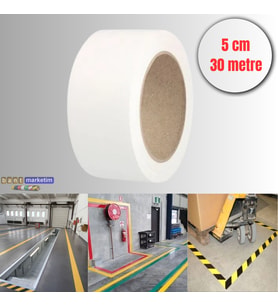 Pvc Yer İşaretleme Bandı 5cmx30m Zemin Bandı Beyaz